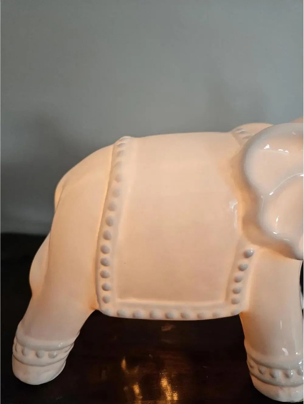Elephant Night Light White Ceramic Nursery Lamp Boho Kids Room Decor